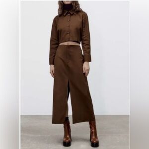 ZARA PLEATED CROPPED TOP and SKIRT
